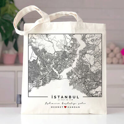 Aşkımızın Şehri Haritalı Bez Çanta - 2