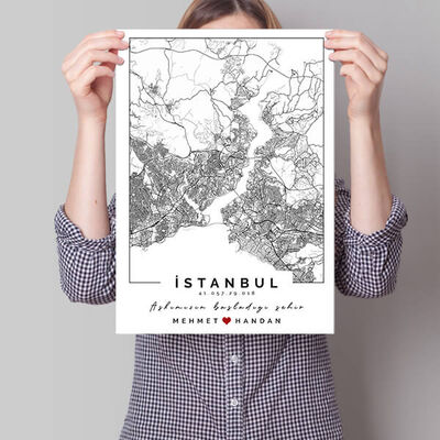 Kişiye Özel Aşkımızın Şehri Haritalı Poster - 1