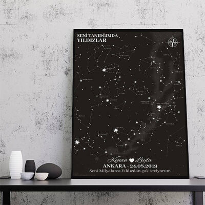 Seni Tanıdığımda Yıldızlar Kanvas Tablo - 1