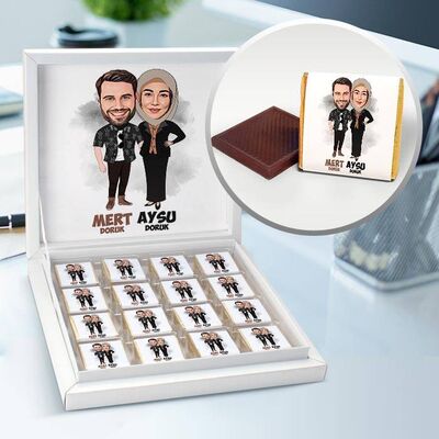Seninle Büyük Aşkımız Karikatürlü Çikolata Kutusu - 1