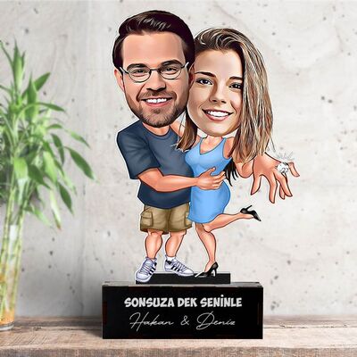 Seninle Mutluluğa Koşalım Karikatürlü Biblo - 1