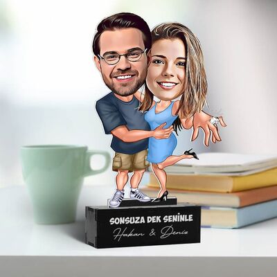 Seninle Mutluluğa Koşalım Karikatürlü Biblo - 2