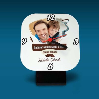 Sevgili Babama Hediyem Fotoğraflı Masa Saati - 1
