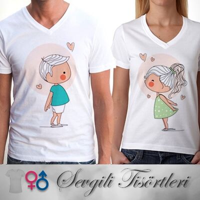 Sevgili Tişörtleri  - Öpüşen Romantik Çiftler - 1