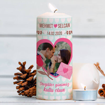 Sevgililer Günü Hediyesi Fotoğraflı Mum - 1