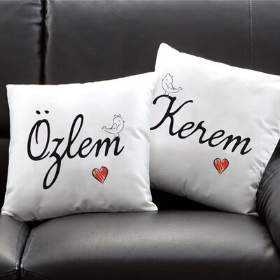 Çiftlere Özel 2 İsimli Kare Yastık - 1