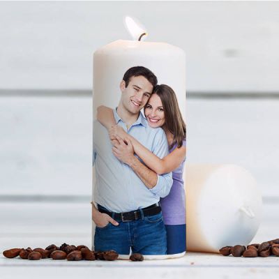 Sevgililere Özel Fotoğraf Baskılı Mum - 1
