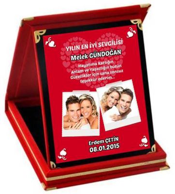 Sevgililere Özel Fotoğraf ve Mesajlı Plaket - 1