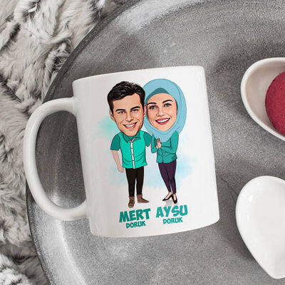Sevgilim ve Ben Esprili Karikatürlü Bardak - 1