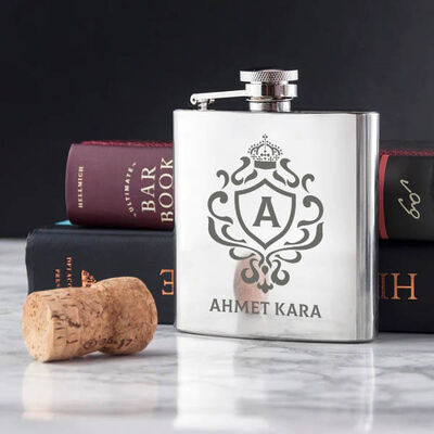 Sevgiliye Hediye Elit İçki Matarası 6 Oz Gümüş - 1