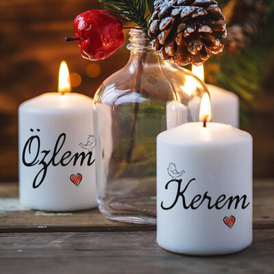 Sevgiliye Hediye İsimli 2li Mum Seti - 1