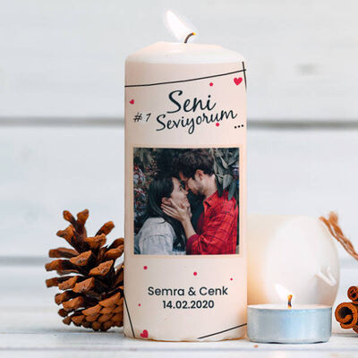 Sevgiliye Sürpriz Fotoğraflı ve Mesajlı Mum - 1