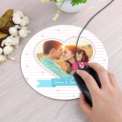 Sevgliler Günü Hediyesi Yuvarlak Mousepad - 1
