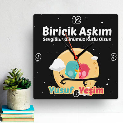Sevimli Aşıklar Kare Duvar Saati - 1