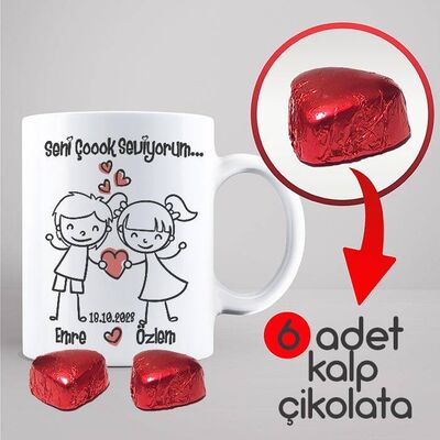 Sevimli Aşıklar Kupa ve Çikolata - 2