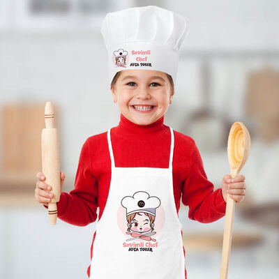 Sevimli Chef İsme Özel Şapkalı Mutfak Önlüğü - 3