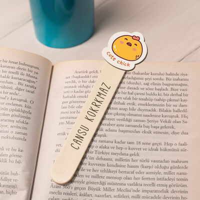 Sevimli Civciv İsimli Ahşap Kitap Okuma Ayracı - 1