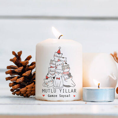 Sevimli Kedicikler Yeni Yıla Özel Mum - 1