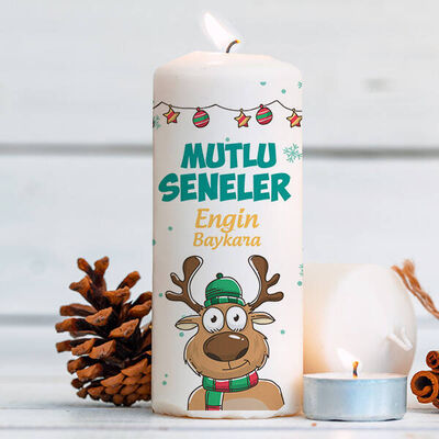 Sevimli Yılbaşı Geyiği Tasarım Mum - 1