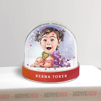 Sevinçli Kız Karikatürlü Kar Küresi - 2