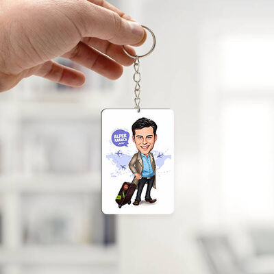 Seyahat Sever Erkek Karikatürlü Anahtarlık - 1
