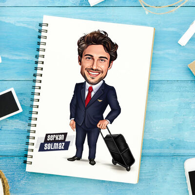 Seyahate Çıkan Erkek Karikatürlü Defter - 1