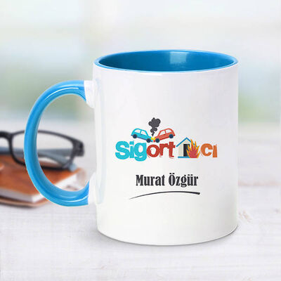 Sigortacı İçin Mavi Kupa Bardak - 1