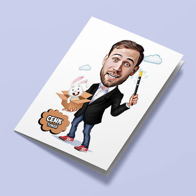 Sihirbaz Erkek Karikatürlü Tebrik Kartı - 1