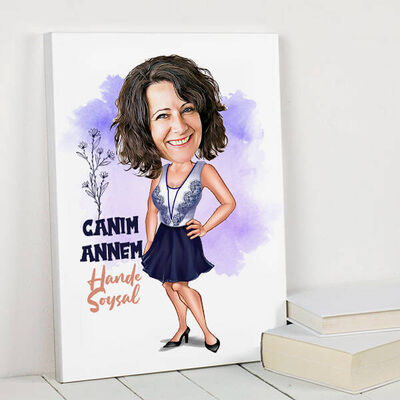 Şık Annem Karikatürlü Kanvas Tablo - 1