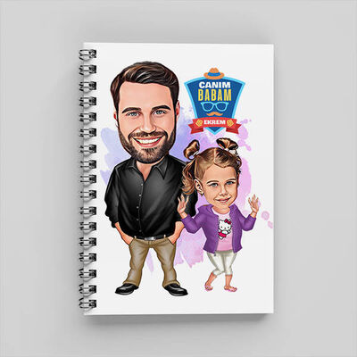 Şık Baba ve Kızı Karikatürlü Defter - 1