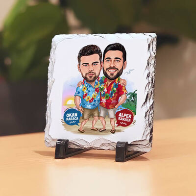 Sıkı Dostlar Karikatürlü Taş Baskı - 1