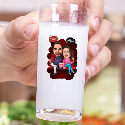 Sinemadaki Çift Karikatürlü İkili Rakı Bardağı Seti - 3