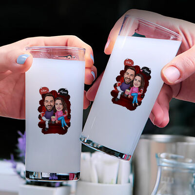 Sinemadaki Çift Karikatürlü İkili Rakı Bardağı Seti - 1