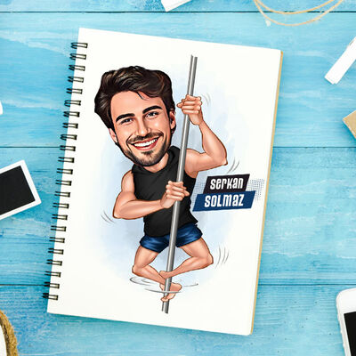 Sırıkla Atlayan Erkek Karikatürlü Defter - 1