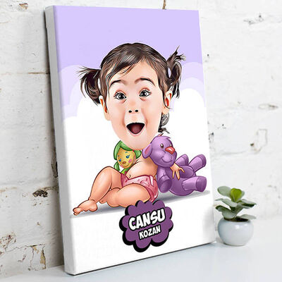 Şirin Kız Bebek Karikatürlü Kanvas Tablo - 1