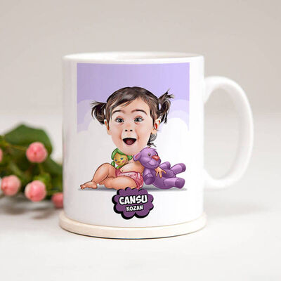 Şirin Kız Bebek Karikatürlü Kupa Bardak - 1