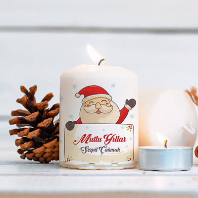 Şirin Noel Baba Baskılı Yılbaşı Mumu - 1