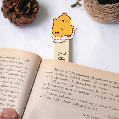 Şirin Tavuk İsimli Ahşap Kitap Okuma Ayracı - 3