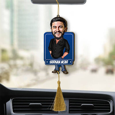 Siyah Gömlekli Adam Karikatürlü Araba Süsü - 1
