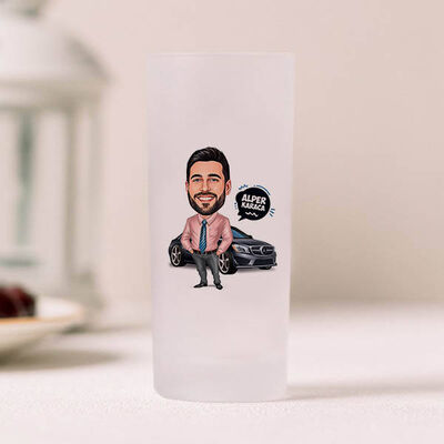 Siyah Otomobil ve Ben Karikatürlü Rakı Bardağı - 1
