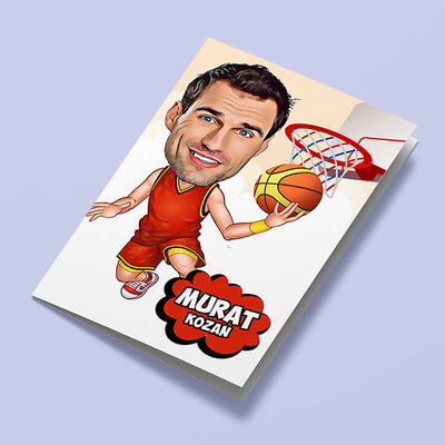 Smaç Basan Basketbolcu Karikatürlü Tebrik Kartı - 1