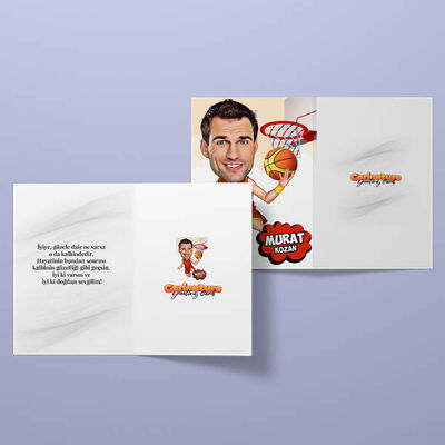 Smaç Basan Basketbolcu Karikatürlü Tebrik Kartı - 2