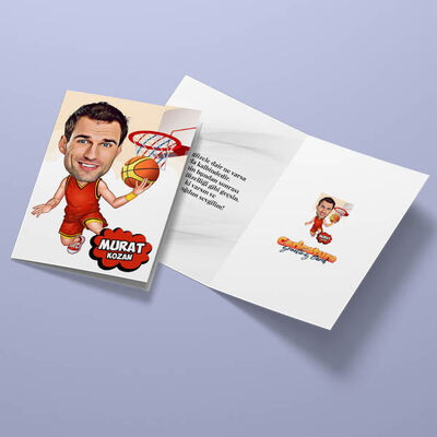 Smaç Basan Basketbolcu Karikatürlü Tebrik Kartı - 3