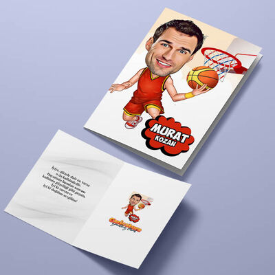 Smaç Basan Basketbolcu Karikatürlü Tebrik Kartı - 4