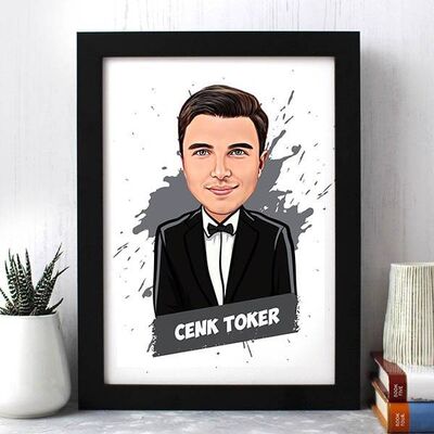 Smokinli Erkek Karikatürlü Çerçeve - 1