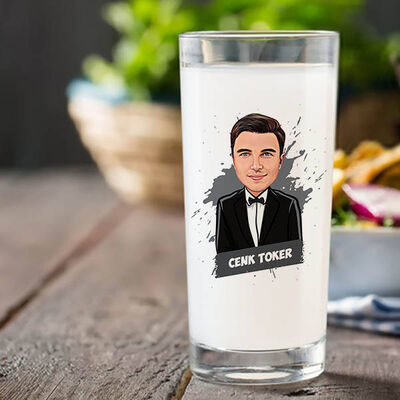 Smokinli Erkek Karikatürlü Rakı Bardağı - 1