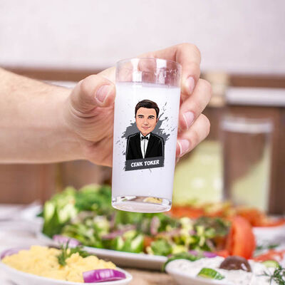Smokinli Erkek Karikatürlü Rakı Bardağı - 2