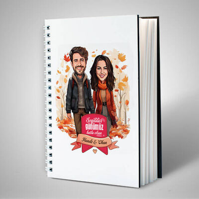 Sonbahar Yaprakları ve Aşkımız Karikatürlü Defter - 1