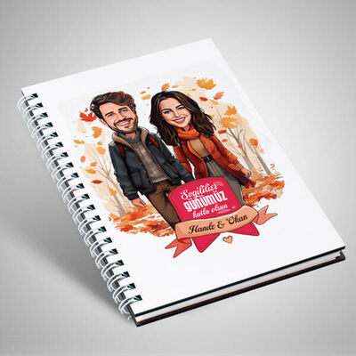 Sonbahar Yaprakları ve Aşkımız Karikatürlü Defter - 2