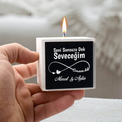 Sonsuz Aşkımız Mesajlı Beton Mum - 1